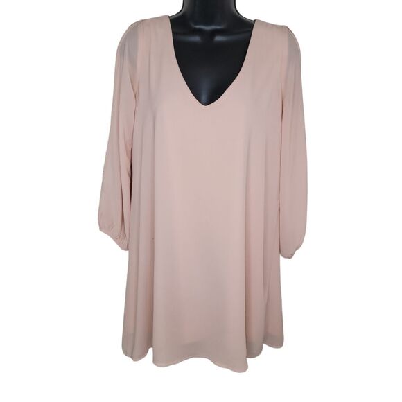 LULUS Shifting Dears Blush Pink Long Sleeve Dress Size Small - Picture 2 of 8